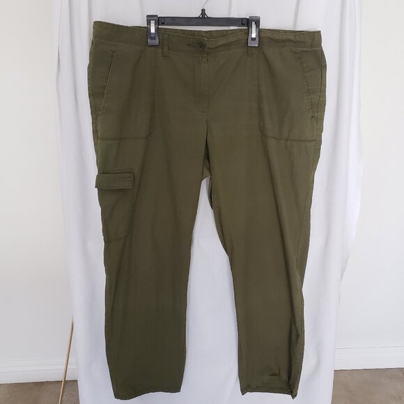Woman Army Green button zip Pockets Cargo Pants - Picture 1 of 12